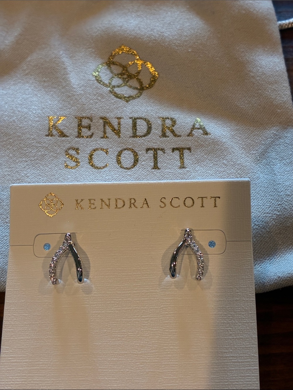 Kendra Scott Silver Crystal Wishbone Stud Earrings